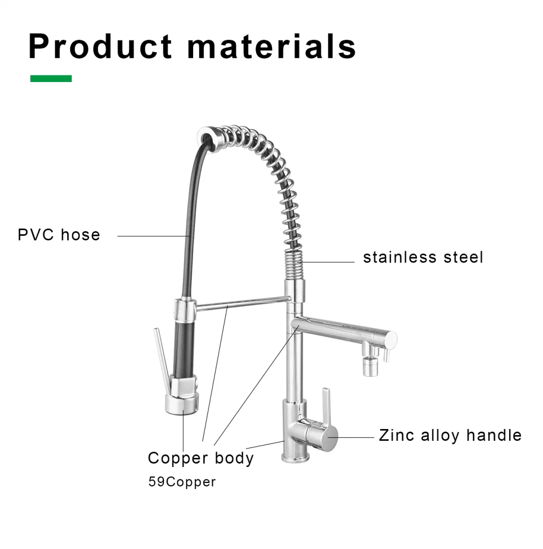 Chrome Spring Pull Type Hot and Cold Copper Kitchen Faucet