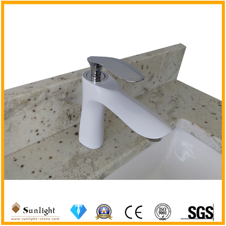 Factory Custom Cheapest Swan White Granite Stone Bathroom Vanity Top (with single sink)